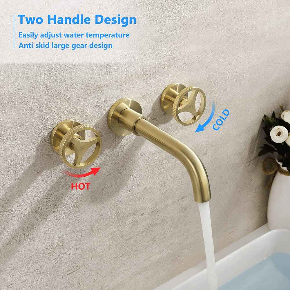 3H8-in. Brushed Bathroom Sink Faucet Gold Brass