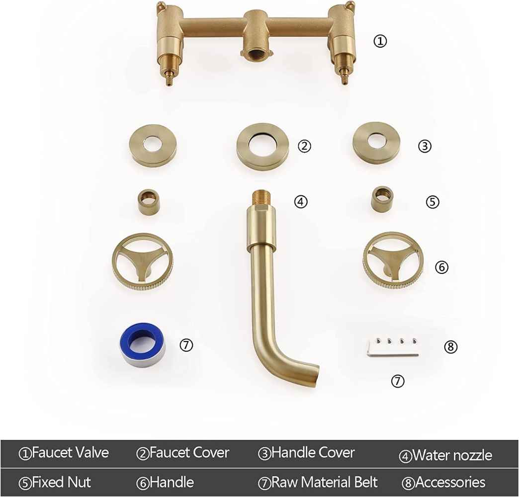 3H8-in. Brushed Bathroom Sink Faucet Gold Brass