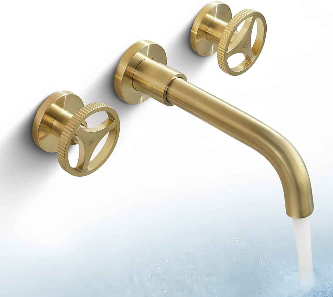 3H8-in.  Brushed Bathroom Sink Faucet Gold Brass