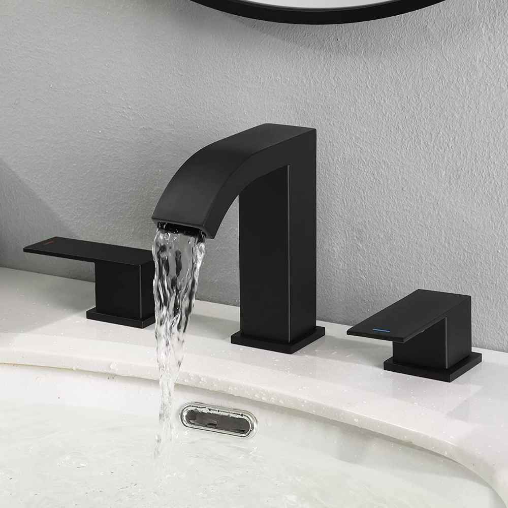 3H8-in. Matte Bathroom Sink Faucet Black Stainless Steel