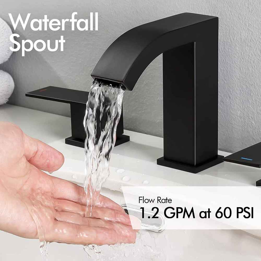 3H8-in. Matte Bathroom Sink Faucet Black Stainless Steel