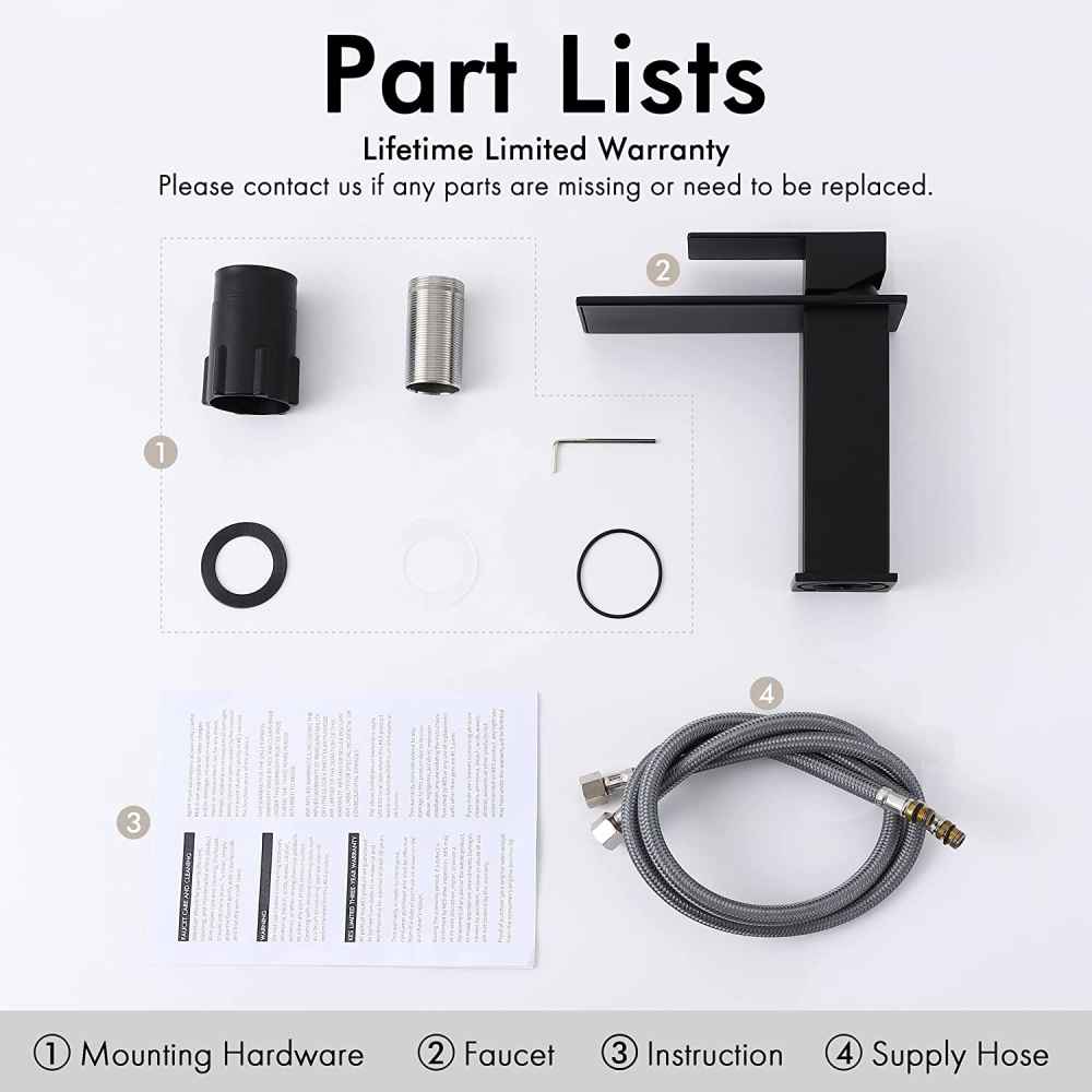 1 Hole CUPC Matte Black Bathroom Sink Faucet Matte Black Stainless Steel