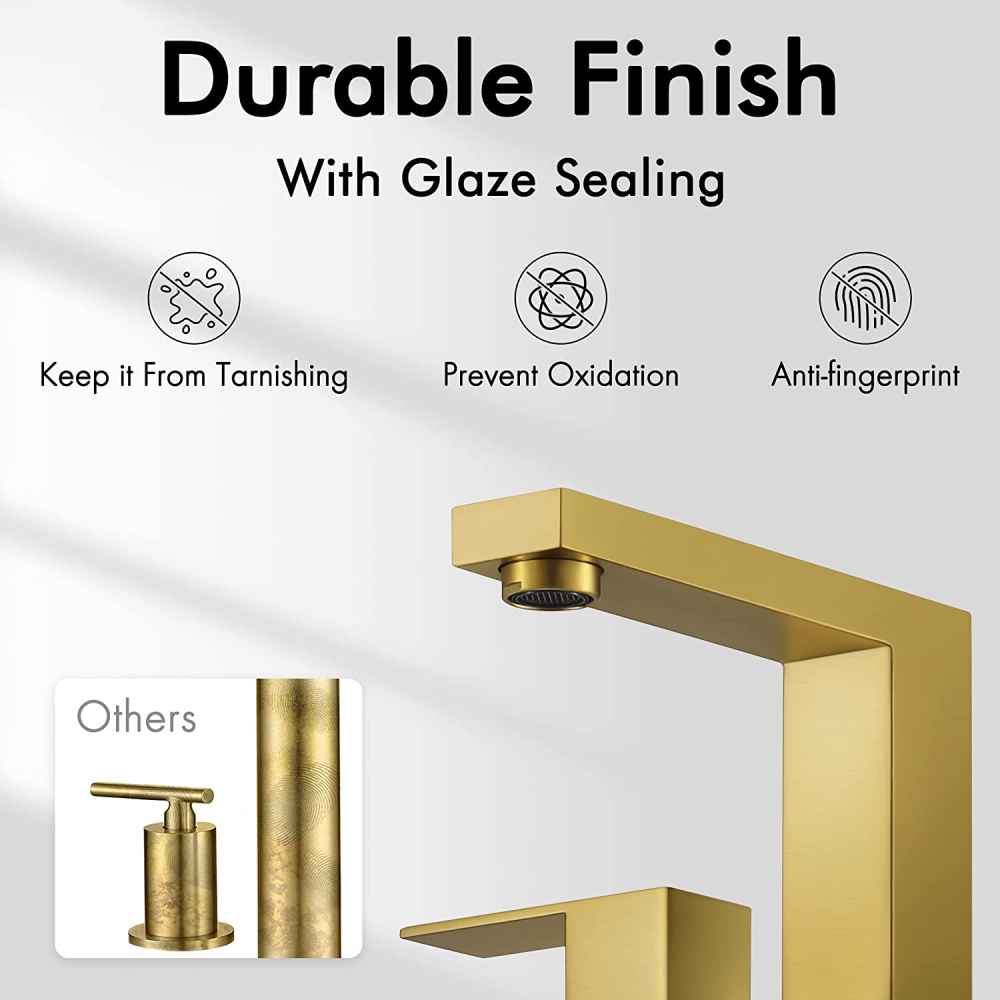 3H8-in. CUPC Brushed Bathroom Sink Faucet Brushed Gold Stainless Steel