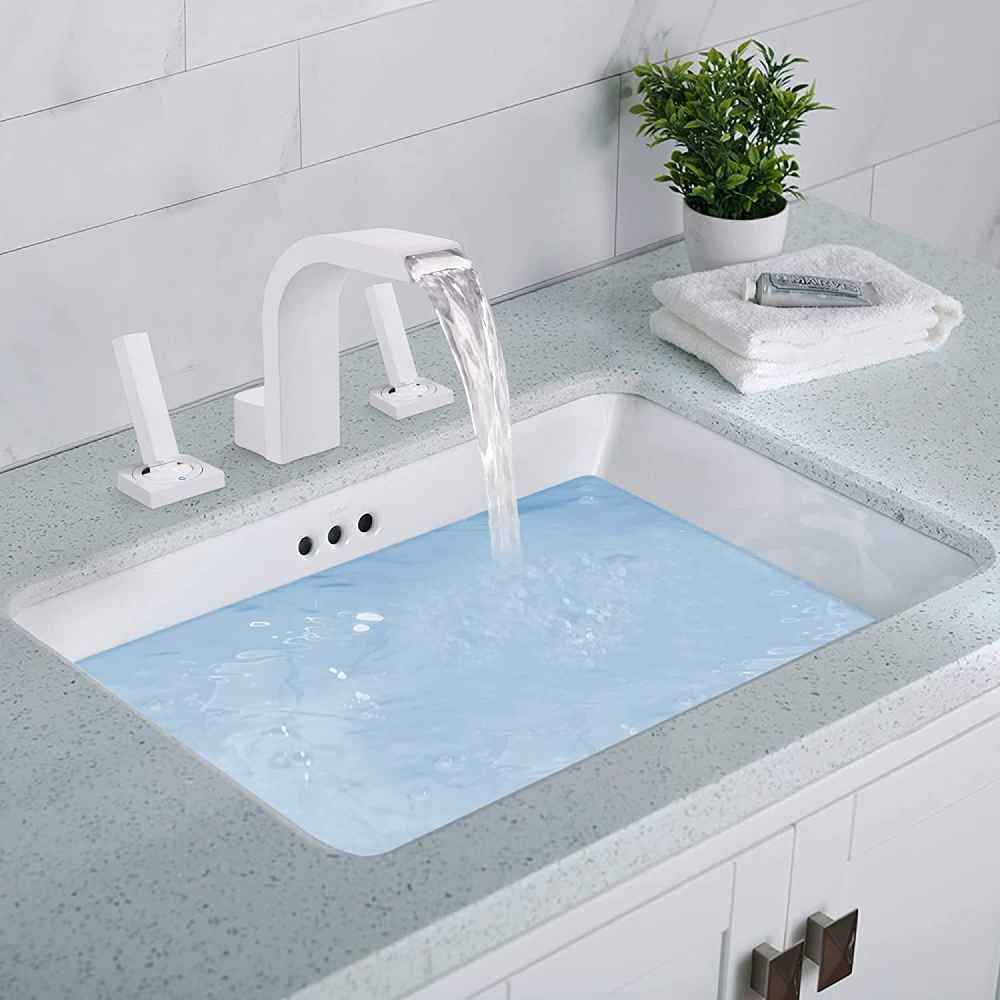 3H8-in. White Bathroom Sink Faucet White Brass