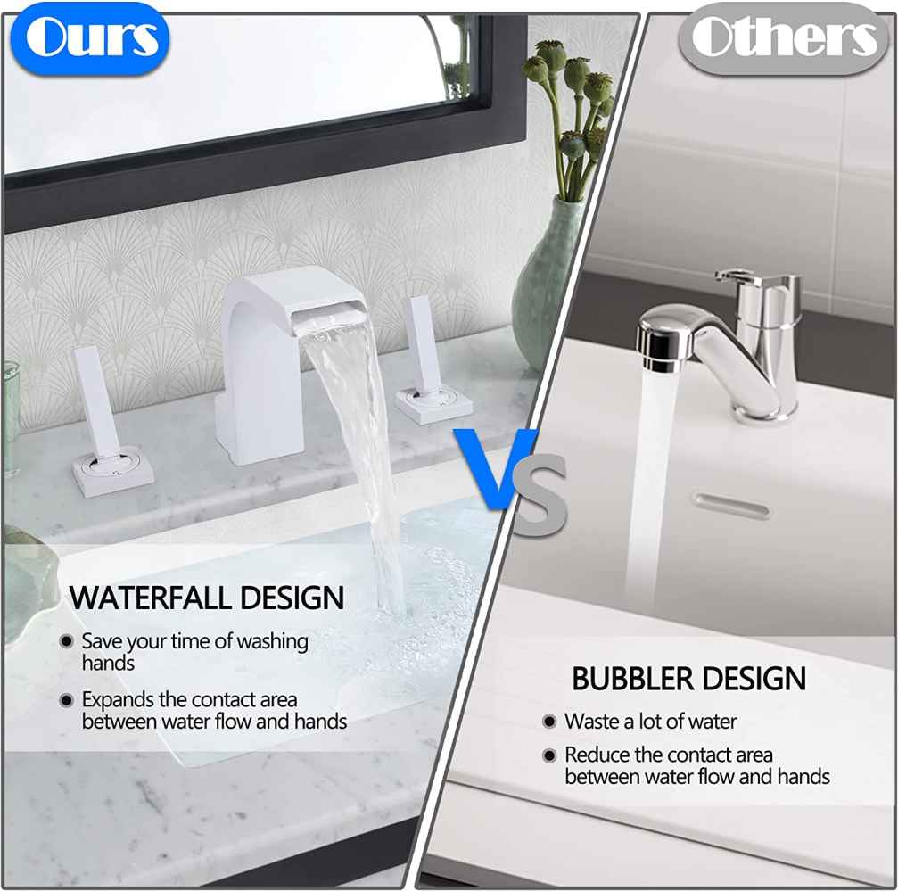3H8-in. White Bathroom Sink Faucet White Brass