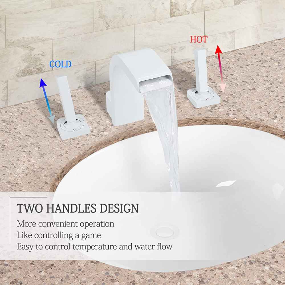 3H8-in. White Bathroom Sink Faucet White Brass