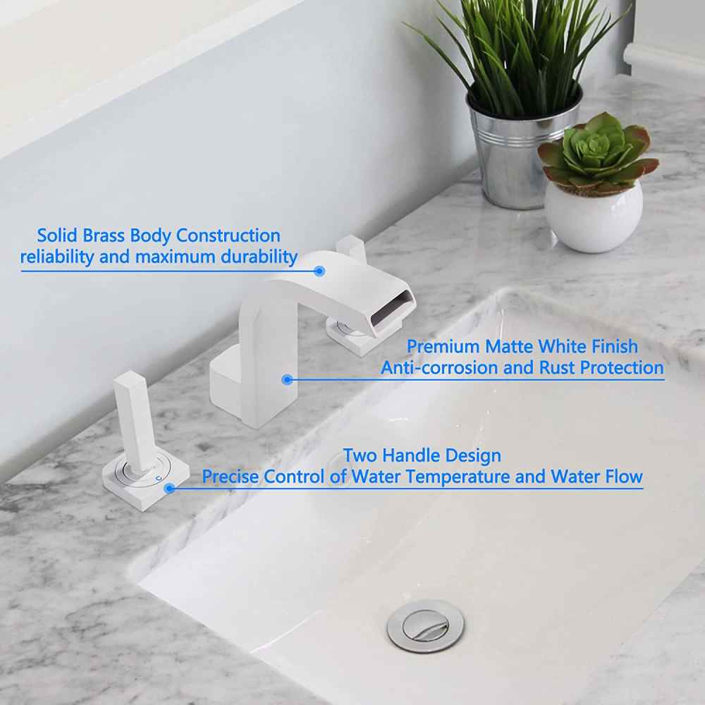 3H8-in. White Bathroom Sink Faucet White Brass