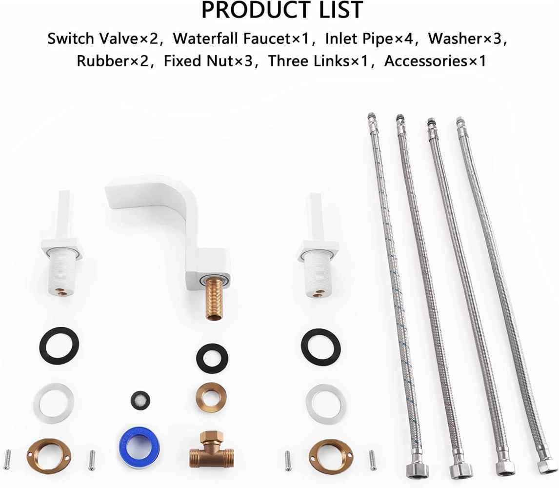 3H8-in. White Bathroom Sink Faucet White Brass