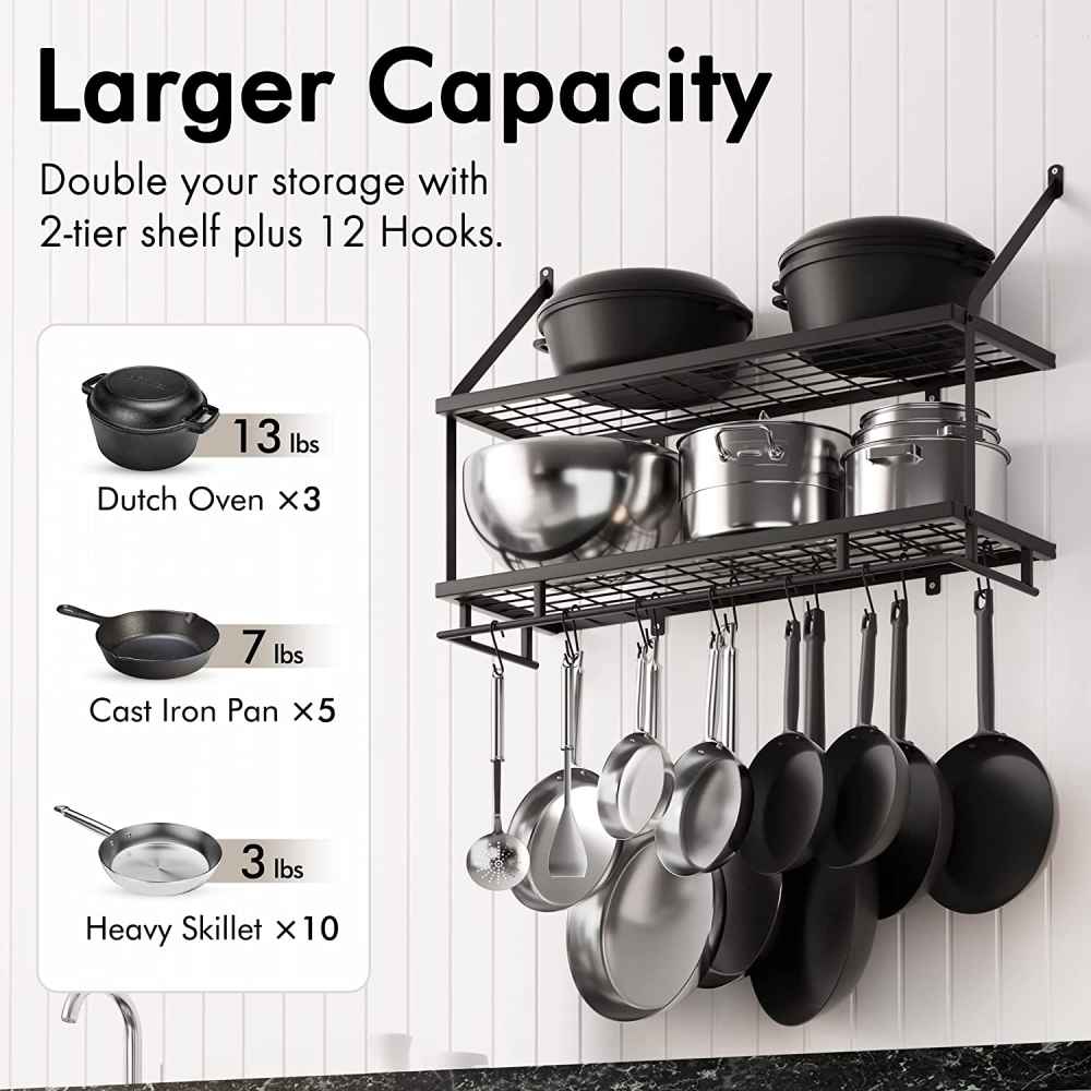 30 in. x 9.8 in. x 20.5 in. Iron Kitchen Pot-Pan Organizer