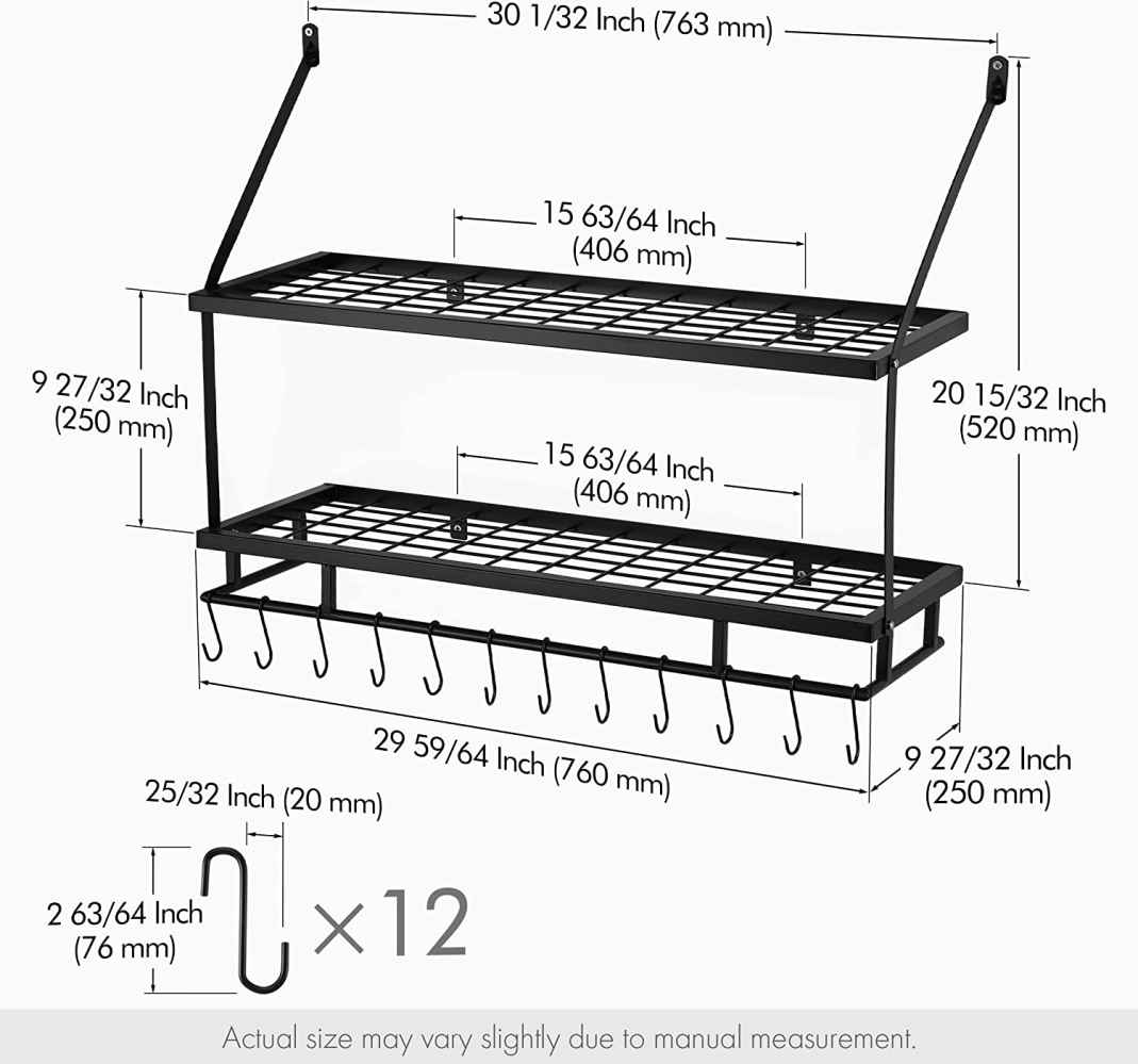 30 in. x 9.8 in. x 20.5 in. Iron Kitchen Pot-Pan Organizer