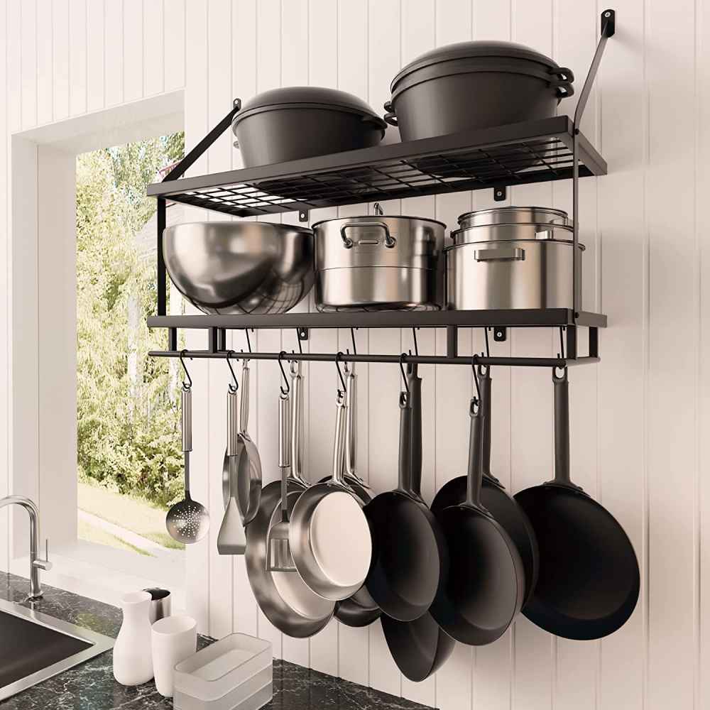 30 in. x 9.8 in. x 20.5 in.  Iron  Kitchen Pot-Pan Organizer