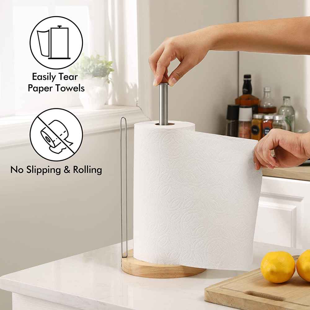 7.06 in. x  0.74 in. x  15.3 in.  Brushed Steel Towel Paper Holder Wood