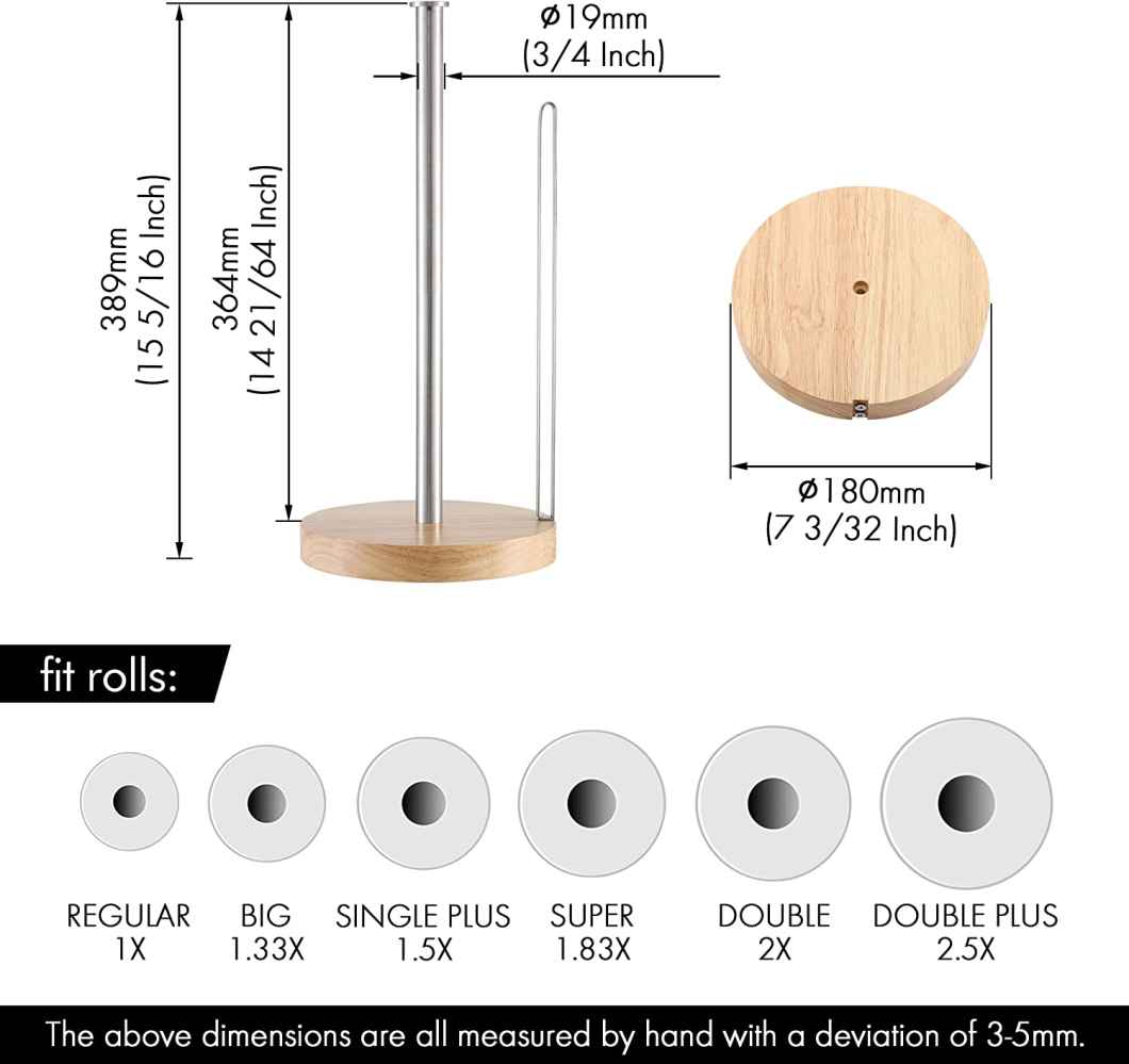 7.06 in. x  0.74 in. x  15.3 in.  Brushed Steel Towel Paper Holder Wood