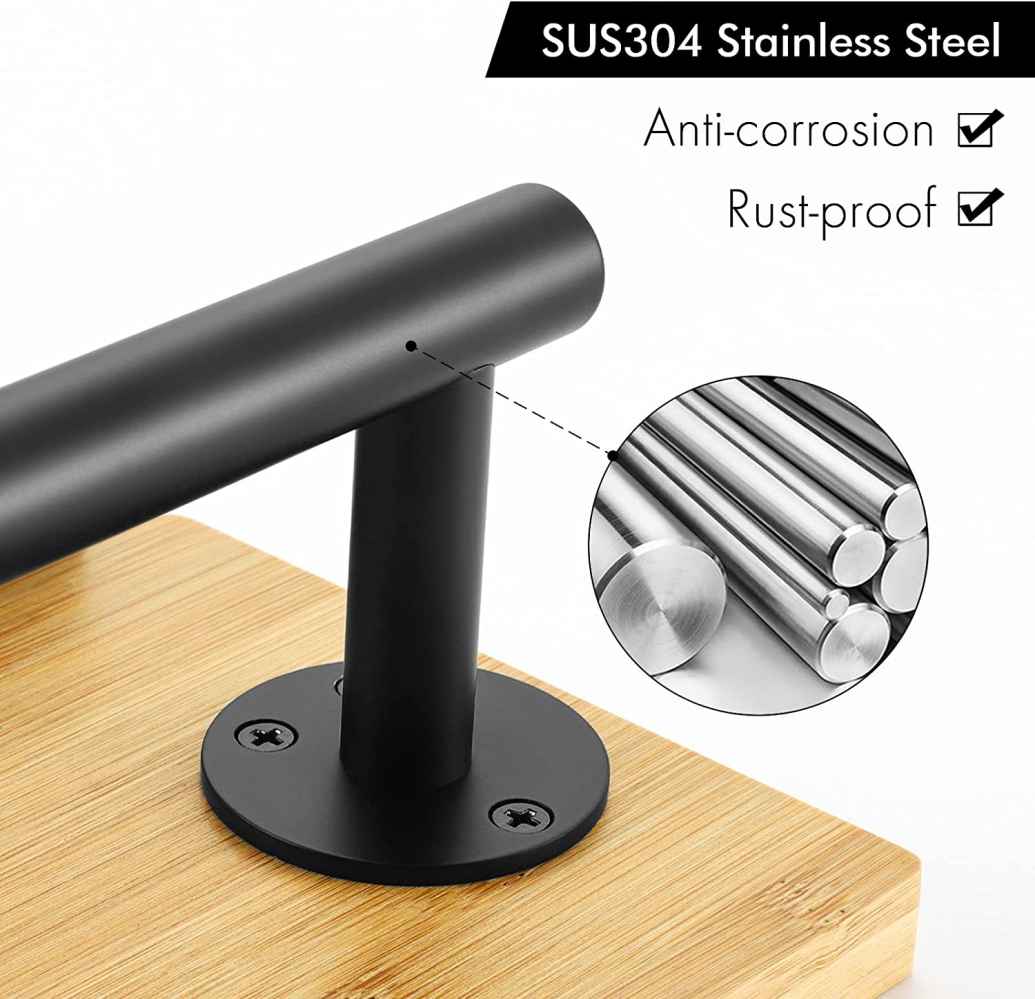 5.11-in. x 2.79-in. Toilet Paper Roll Holder Matte Black Stainless Steel-Bamboo