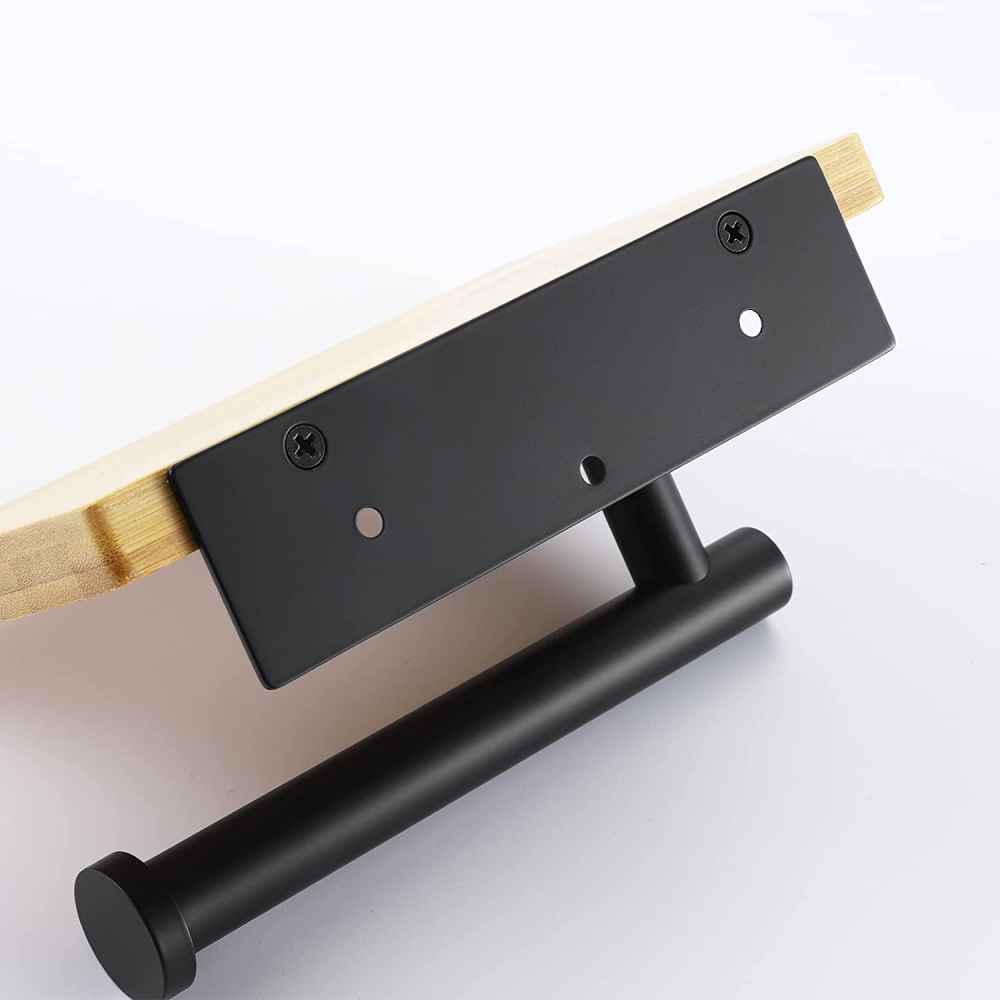 5.11-in. x 2.79-in. Toilet Paper Roll Holder Matte Black Stainless Steel-Bamboo