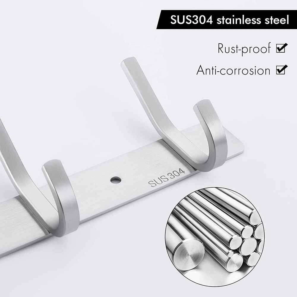 8.7-in. x 1.49-in. Robe Hook Brushed Steel Stainless Steel