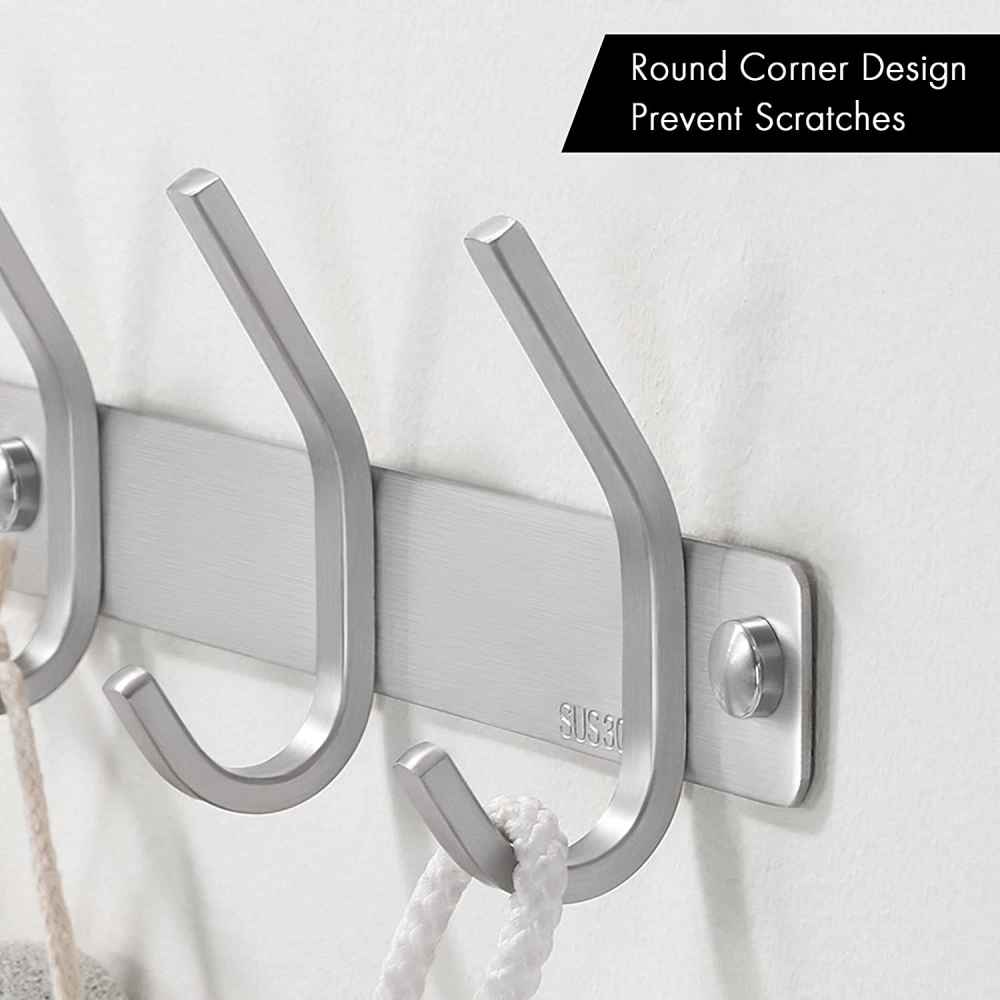8.7-in. x 1.49-in. Robe Hook Brushed Steel Stainless Steel