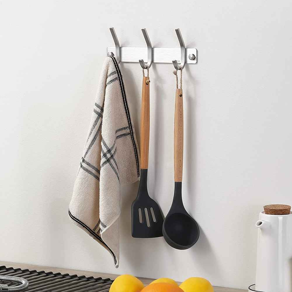 8.7-in. x 1.49-in. Robe Hook Brushed Steel Stainless Steel