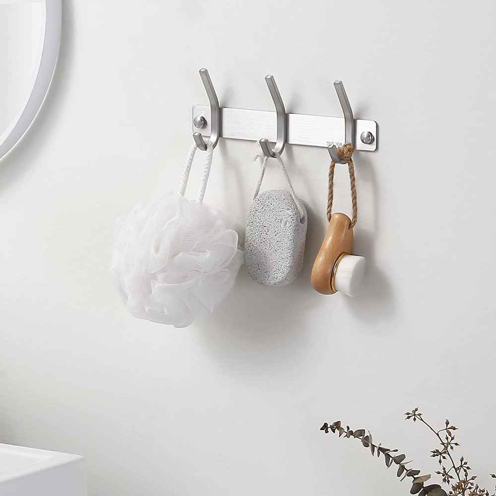 8.7-in. x 1.49-in. Robe Hook Brushed Steel Stainless Steel