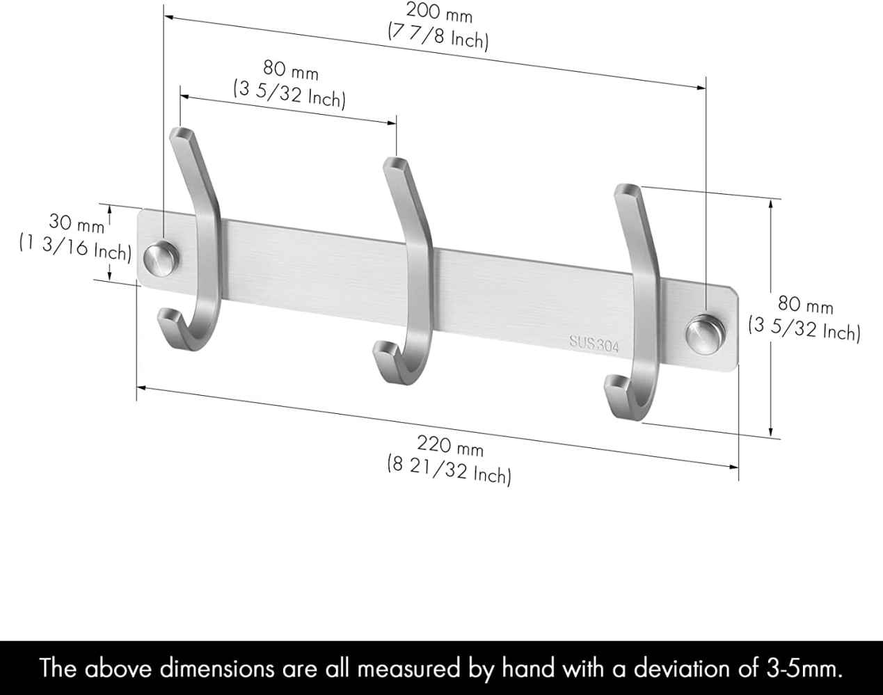 8.7-in. x 1.49-in. Robe Hook Brushed Steel Stainless Steel