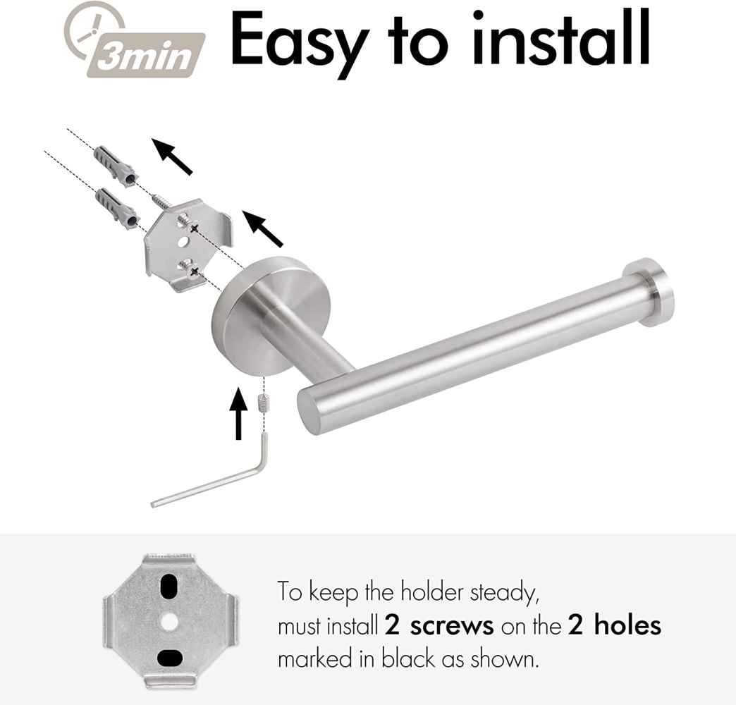 6.4-in. x 1.5-in. Toilet Paper Roll Holder Brushed Steel Stainless Steel