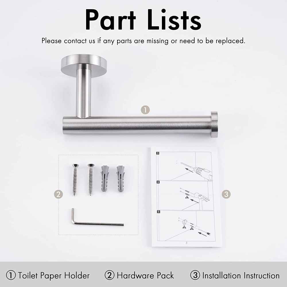 6.4-in. x 1.5-in. Toilet Paper Roll Holder Brushed Steel Stainless Steel