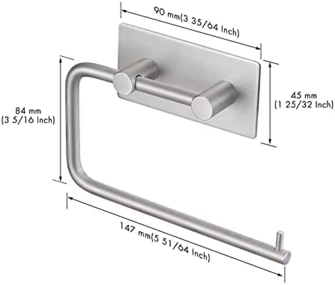 5.79-in. x 3.3-in. Toilet Paper Roll Holder Brushed Steel Stainless Steel
