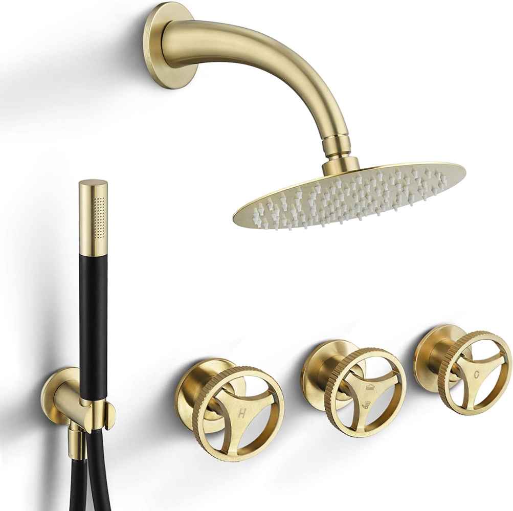 20-in. x 16-in. Shower Kit Gold Copper