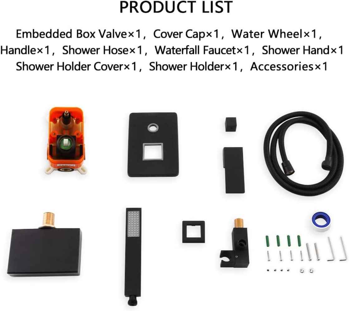 5.90-in. x 3.92-in. Shower Kit Black Brass