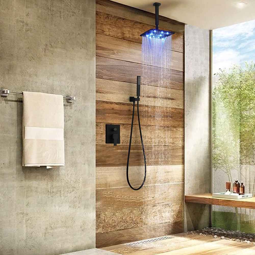 19-in. x 13-in. Shower Kit Black Brass CUPC