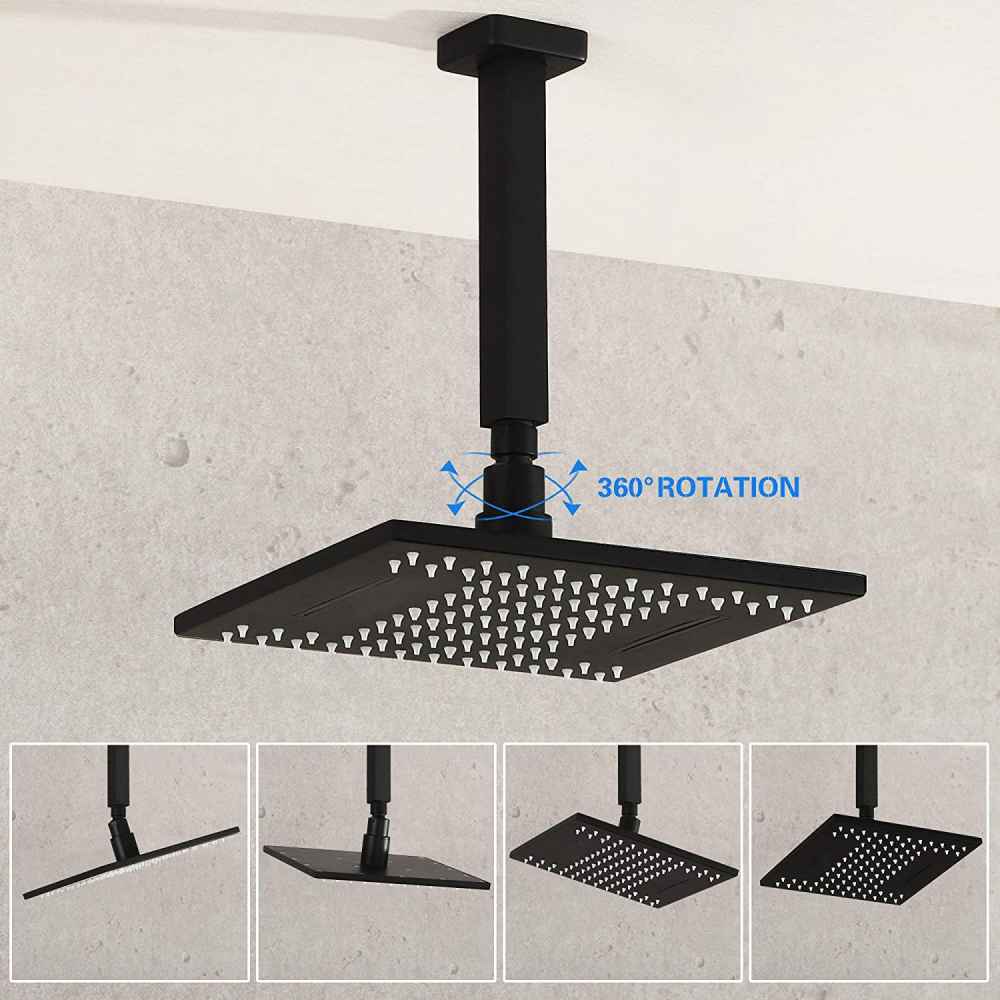 19-in. x 13-in. Shower Kit Black Brass CUPC