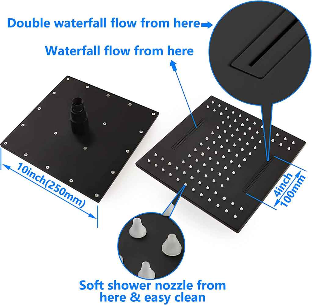 19-in. x 13-in. Shower Kit Black Brass CUPC
