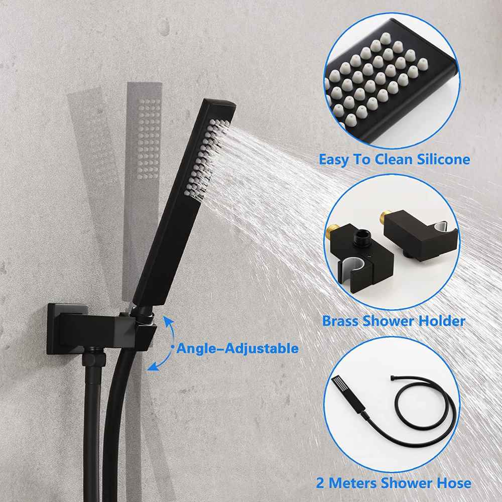 19-in. x 13-in. Shower Kit Black Brass CUPC