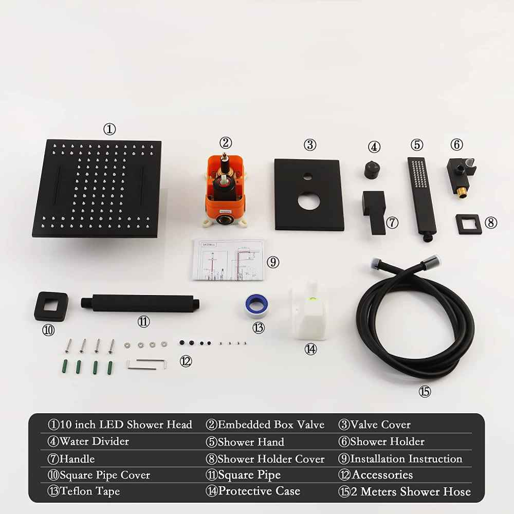19-in. x 13-in. Shower Kit Black Brass CUPC
