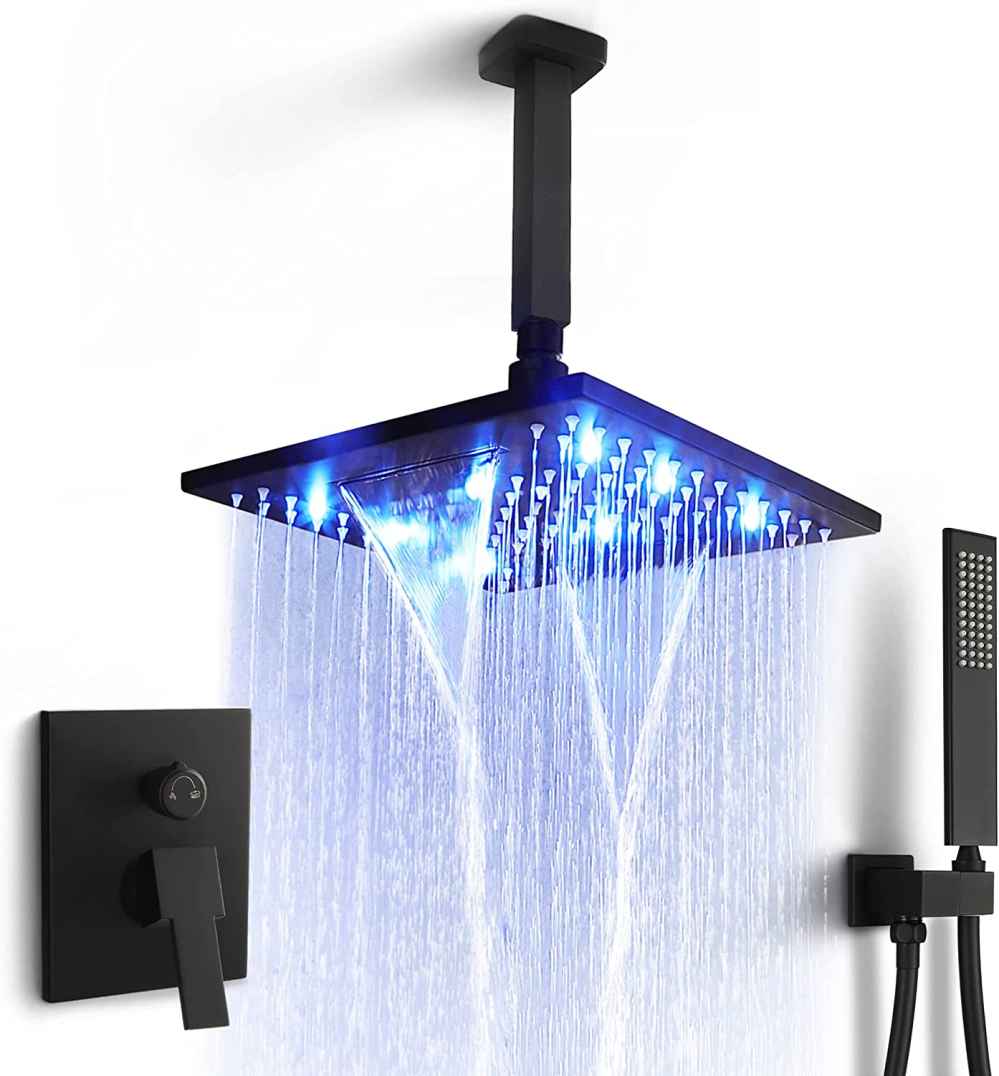 19-in. x 13-in. Shower Kit Black Brass CUPC