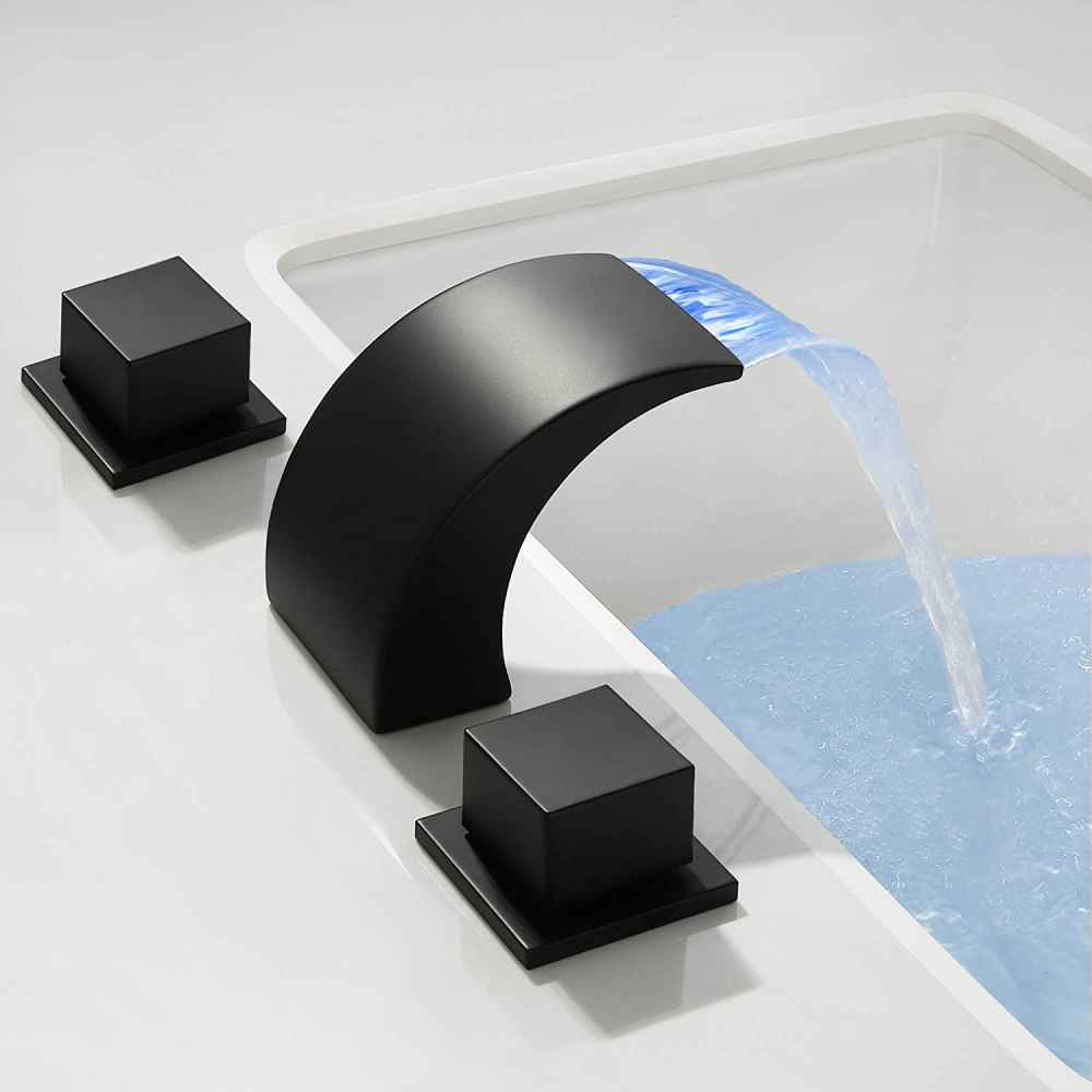 3H8-in. Black Bathroom Sink Faucet Black Brass