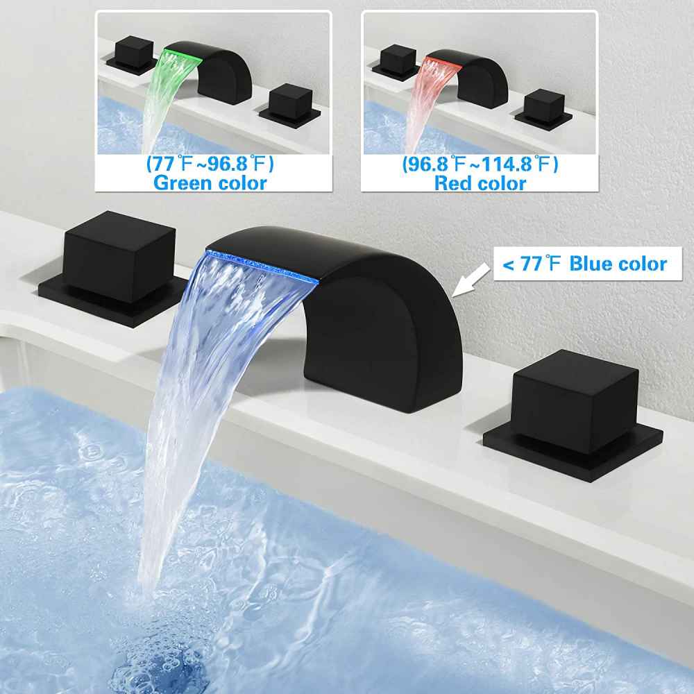 3H8-in. Black Bathroom Sink Faucet Black Brass