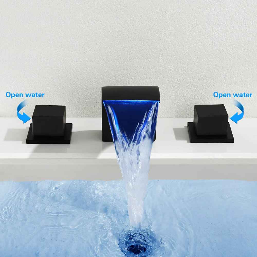 3H8-in. Black Bathroom Sink Faucet Black Brass