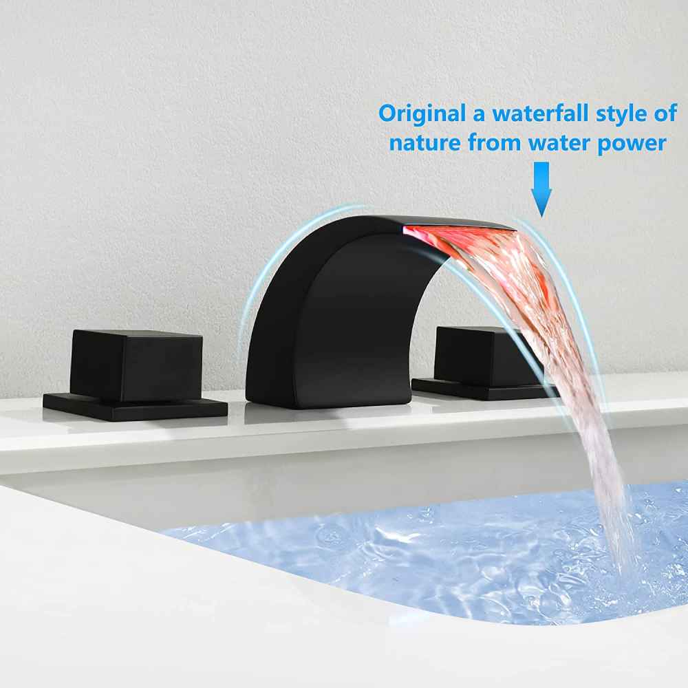 3H8-in. Black Bathroom Sink Faucet Black Brass