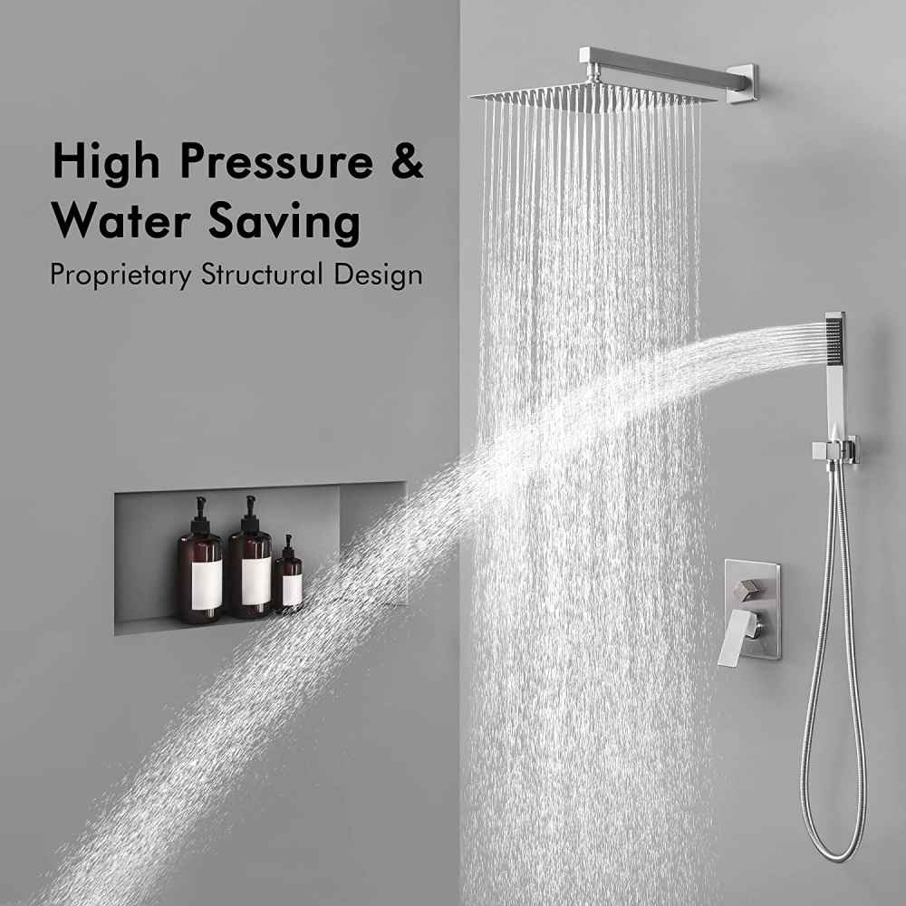 13.4-in. x 6.7-in. Shower Kit Brushed Nickel Stainless Steel CUPC