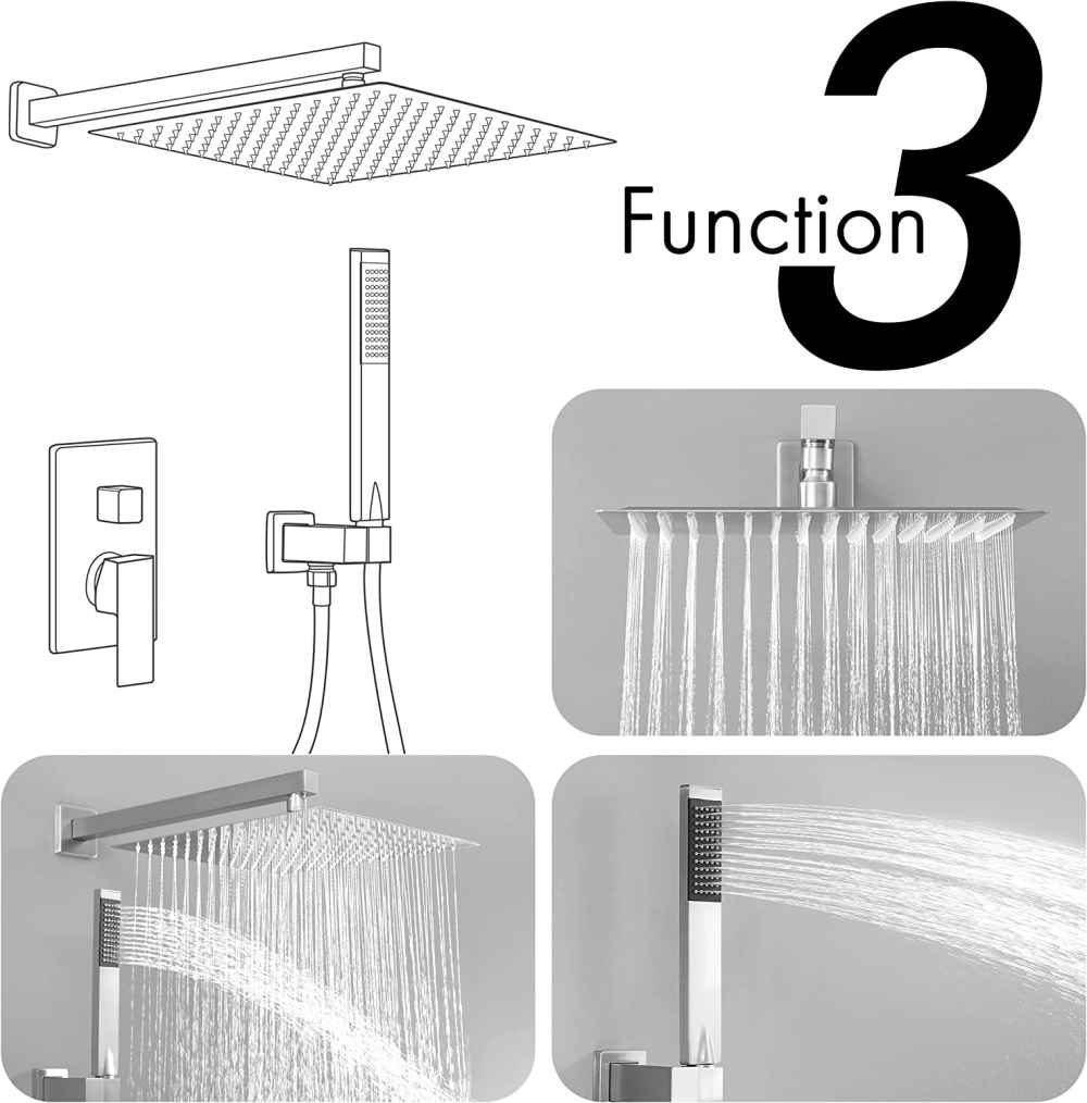 13.4-in. x 6.7-in. Shower Kit Brushed Nickel Stainless Steel CUPC