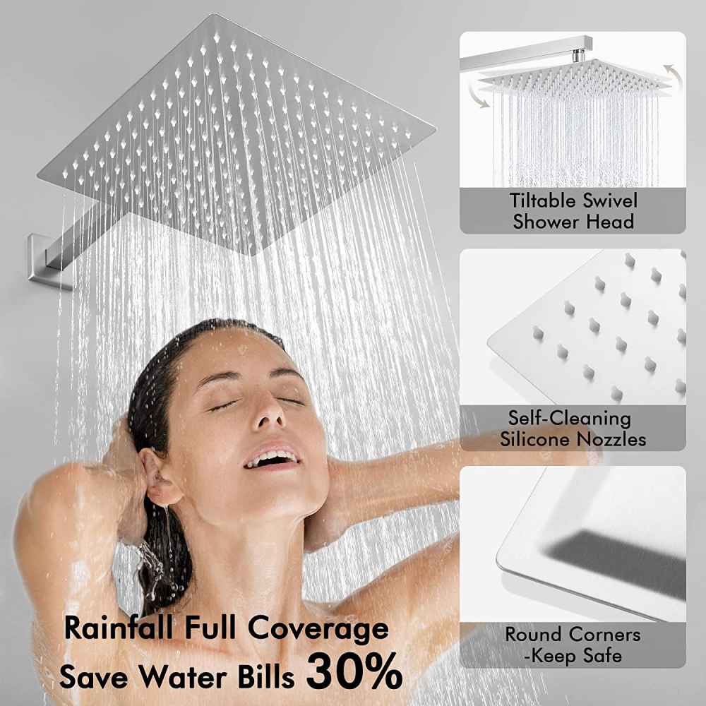 13.4-in. x 6.7-in. Shower Kit Brushed Nickel Stainless Steel CUPC