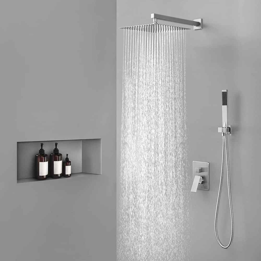 13.4-in. x 6.7-in. Shower Kit Brushed Nickel Stainless Steel CUPC