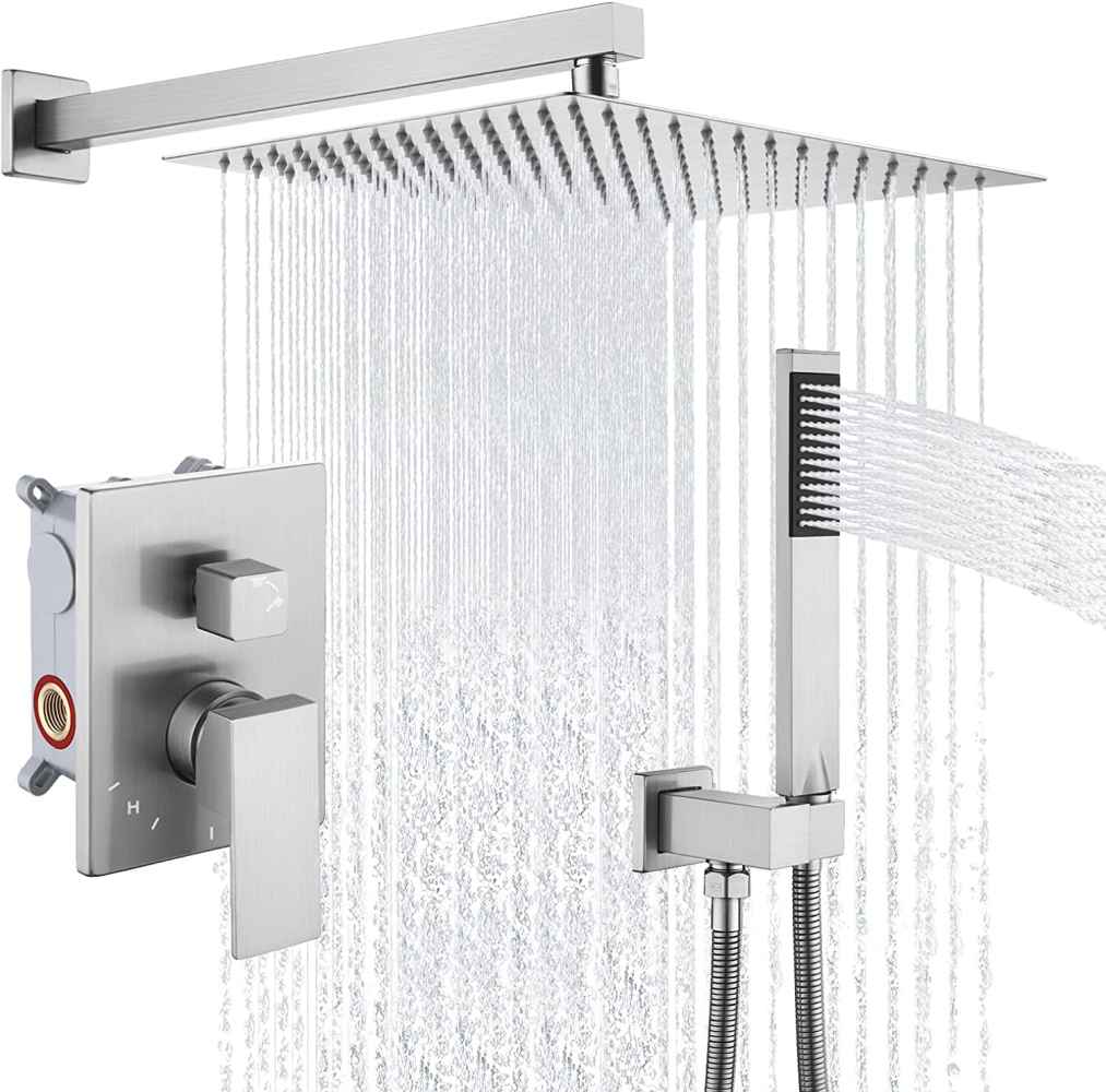 13.4-in. x 6.7-in. Shower Kit Brushed Nickel Stainless Steel CUPC