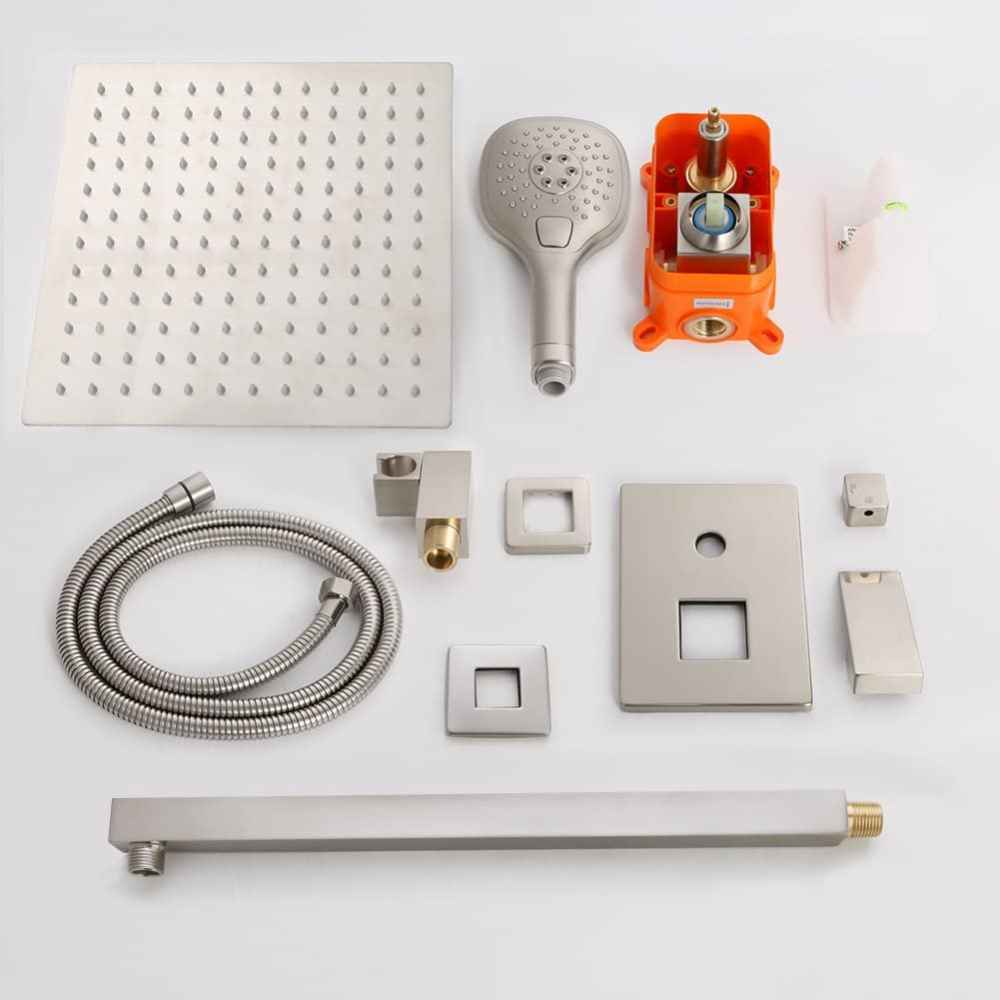 14.79-in. x 9.90-in. Shower Kit Brushed Nickel Stainless Steel CUPC