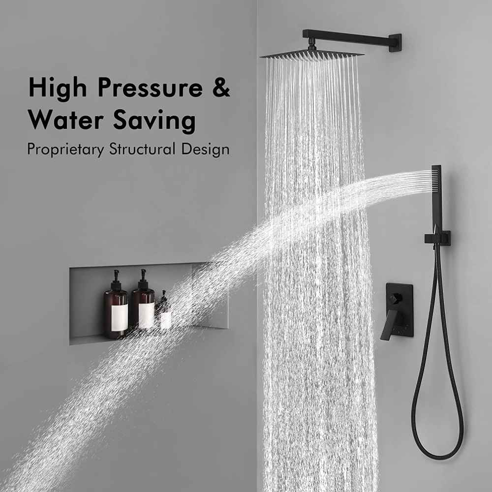 13.4-in. x 7-in. Shower Kit Matte Black Stainless Steel CUPC