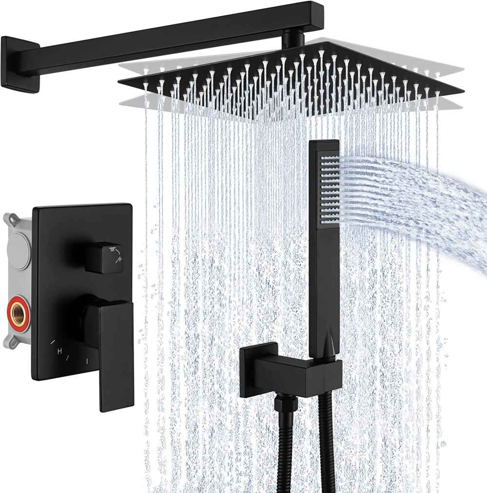 13.4-in. x 7-in. Shower Kit Matte Black Stainless Steel CUPC