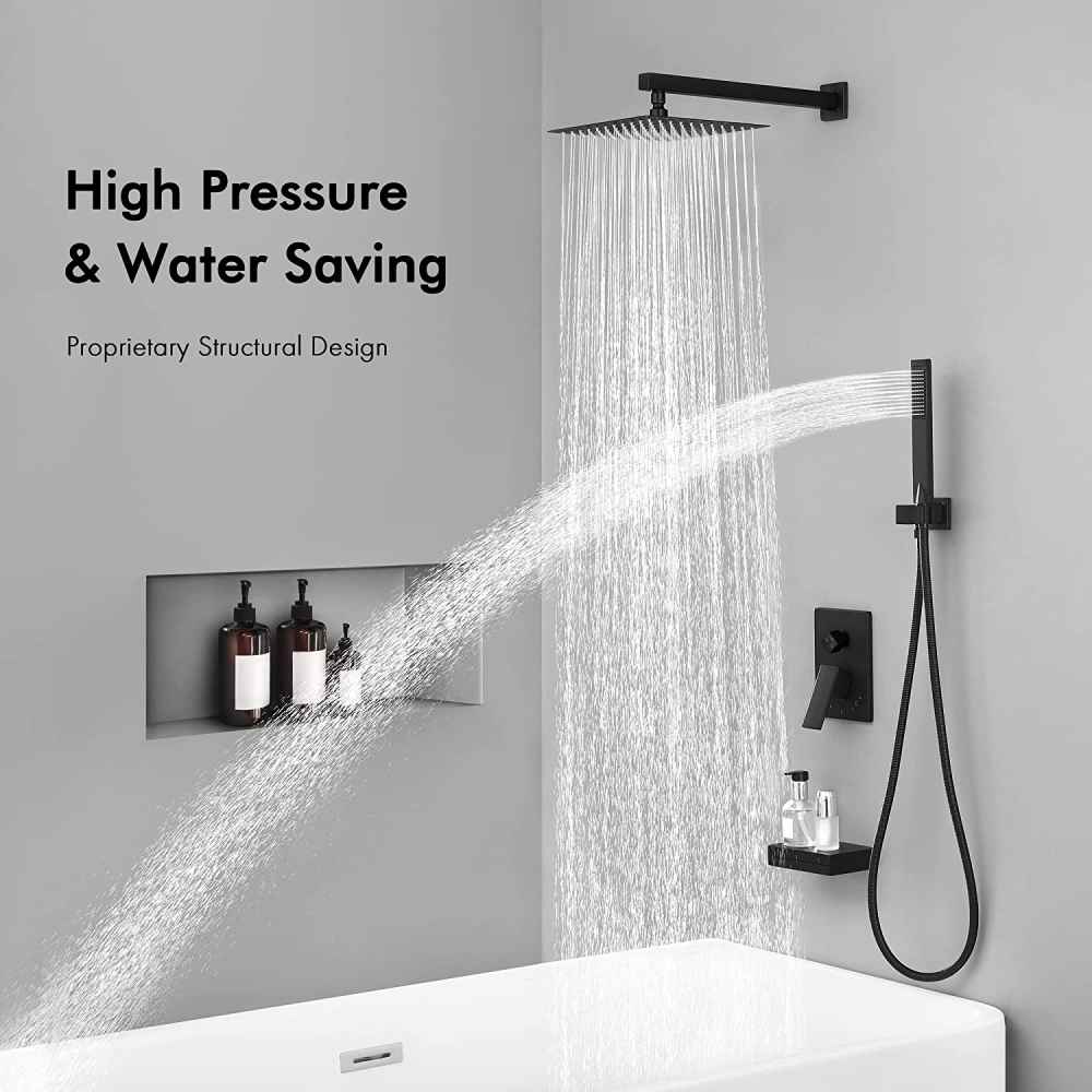 13.4-in. x 6.90-in. Shower Kit Matte Black Stainless Steel CUPC