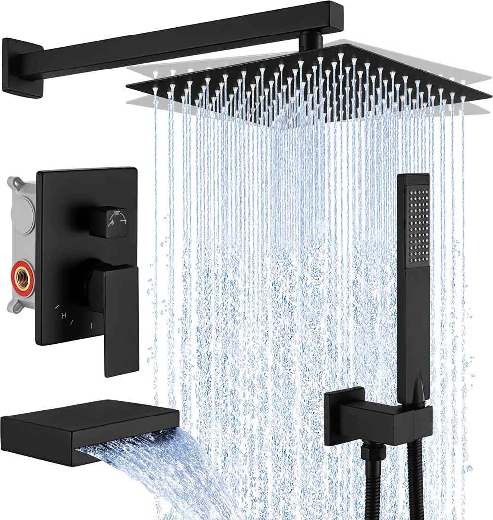 13.4-in. x 6.90-in. Shower Kit Matte Black Stainless Steel CUPC