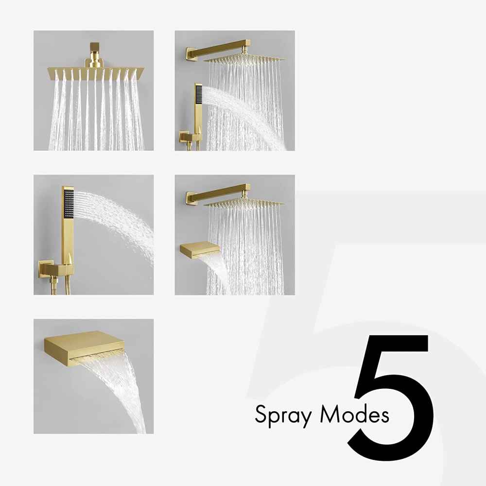 13.4-in. x 6.8-in. Shower Kit Brushed Gold Stainless Steel CUPC